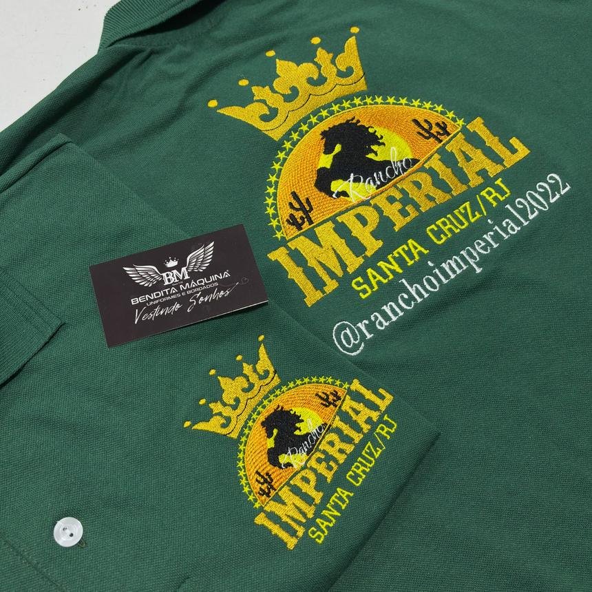Camisa polo do Rancho Imperial, frente e costas